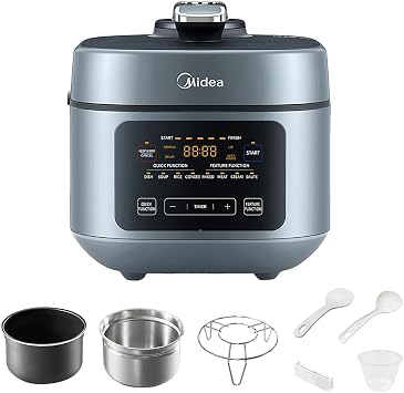 Midea 8-in-1 Electric Pressure Cooker with Dual Pots, Multi-Functional Programmable Slow Cooker, Rice Cooker, Steamer, Saute Pan and More, 5 Quart
