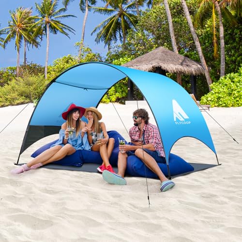 Beach Tent - Beach Shade Canopy Compact Fold (16.9x3.9″), Own Patent, 360° Ventilation, Large Side Storage Pocket, UV Protection Portable Sun Shelter for Beach (Blue, 106 * 65 * 61″)