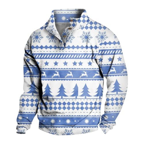 Ugly Christmas Sweaters for Men 2024 Long Sleeve V Neck Funny Snowflake Xmas Holiday Sweatshirt Pullover