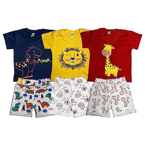 Conjunto Infantil Masculino Bebê Kit 6 Peças de Roupas para Menino Shorts Moletom Algodão (M - 5 a 8