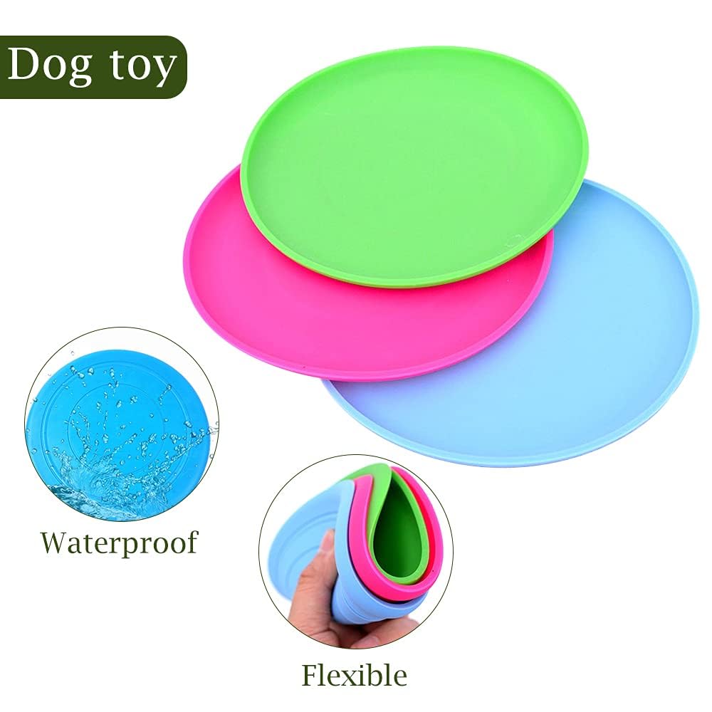 7 Pièces Pet Soucoupe Volante, Frisbee pour Chien en Silicone Disque Volant en Caoutchouc, Jouet interactif en Plein air pour Petits et Moyens Chiens Formation de Chien Lancer Attraper