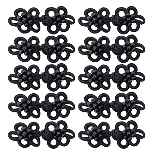 Evago 10 Pairs Chinese Knots Frog Buttons Closure Sewing Fasteners For Sweater Cloak Coats Scarf Cardigan And Costumes Outfit Sewing, Black(P5) #TOP9