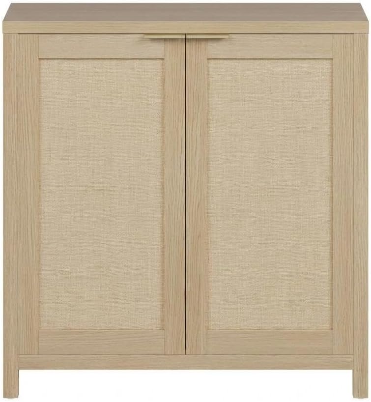 Buffet Cabinet with Storage, Rattan Door Sideboard Cabinet 34.3" w, Engineered Wood Cabinet with Adjustable Shelves, Console Cabinet for Kitchen Coffee Bar, Living Room Entryway