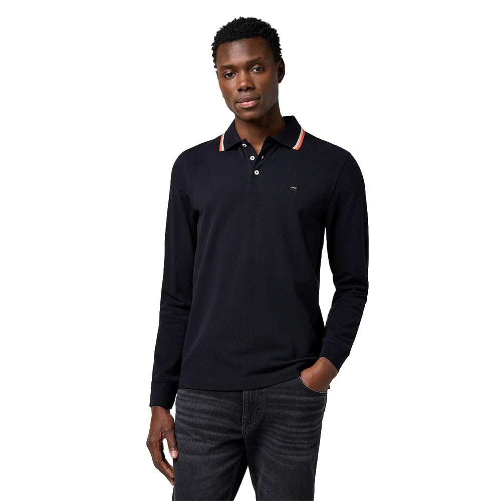 Wrangler LS Polo Shirt, Black, L
