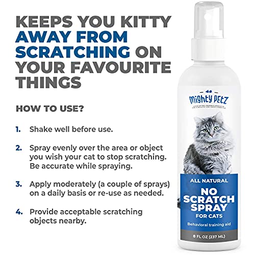 Mighty Petz Spray dissuasor de gatos - Repelente interno de gatos para móveis, plantas, protetor de