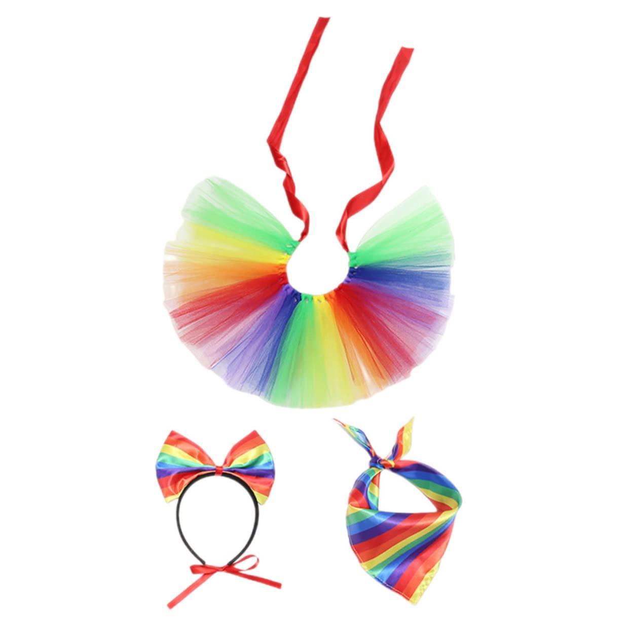 1 Set Pride Month Decorations Makeup Headband Dog Bandana Rainbow Headband Dog Tutu Dog Skirt for Small Dogs Rainbow Bandana Dog Tutu Skirt Textured Plastic Bow Tie Decorate