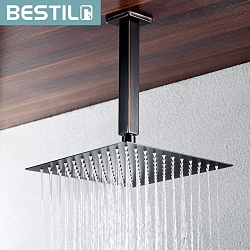 Bestill 8 Inch Oil Rubbed Bronze Ceiling Mount Shower Arm And Flange, Square #TOP2