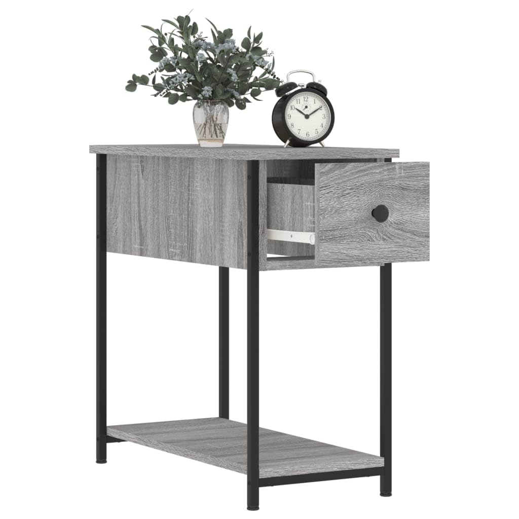 2 Tables De Chevet Makastle Sonoma Gris - 40x35x70 Cm, Bois D'ingénierie Avec Portes