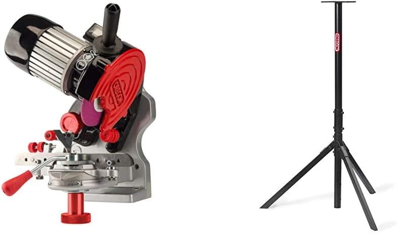 Oregon 410-120 Bench or Wall Mounted Saw Chain Grinder,red & 554532 Tripod Bench Chainsaw Chain Grinder Stand : Tools & Home Improvement