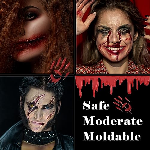 Scar-Wax-SFX-Makeup-KitSpecial-Effects-Scab-Coagulated-Fake-Blood-Gel-Scar-Wax-Makeup-Kit-with-Spatula-Black-Stipple-SpongeHalloween-Special-Effects-Wound-Modeling-Skin-Wax-Zombie-Makeup-Kit
