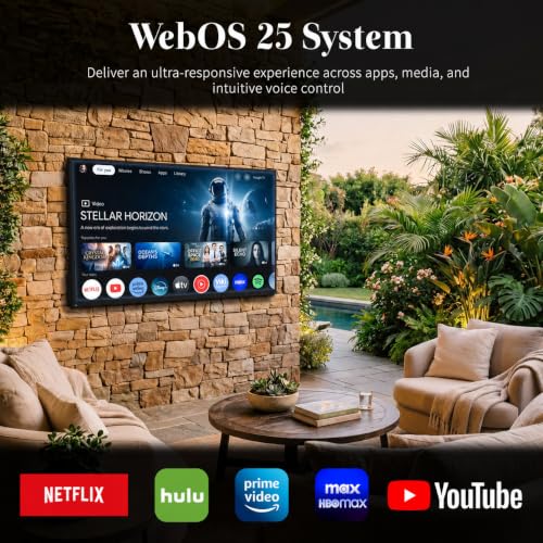 Image of 55 Inch Outdoor TV, Smart TV IP55 Waterproof Outside TVs, 1000 Nits 4K UHD, Outside Television WebOS 25 Voice Control with Dolby Atmos for Covered Patio, Backyard & Poolside