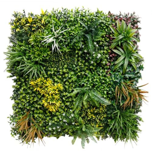 Floordirekt Pflanzenwand Spring Garden 100×100 cm Künstliche Pflanzenwand mit klick-System Naturgetreue pflegefreie Grünwand Für Innen- & Außenbereiche