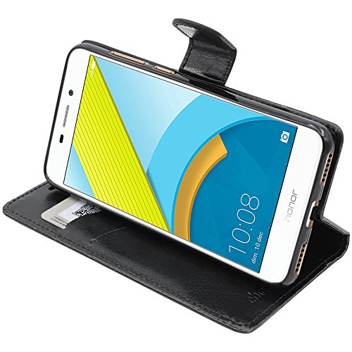 ebestStar - Funda Compatible con Huawei Honor 6C Pro Carcasa Cartera Cuero PU, Funda Libro Billetera Ranuras Tarjeta, Función Soporte, Negro [Aparato: 147.9 x 73.2 x 7.7mm, 5.2'']