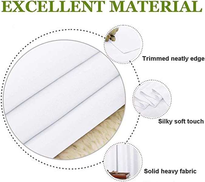 Miniatura 3 de Advik Tex Co Cortinas 100% opacas con pestaña trasera para ventanas de tamaño extra largo, sala de estar, villa (blanco, 42 pulgadas de ancho por 95