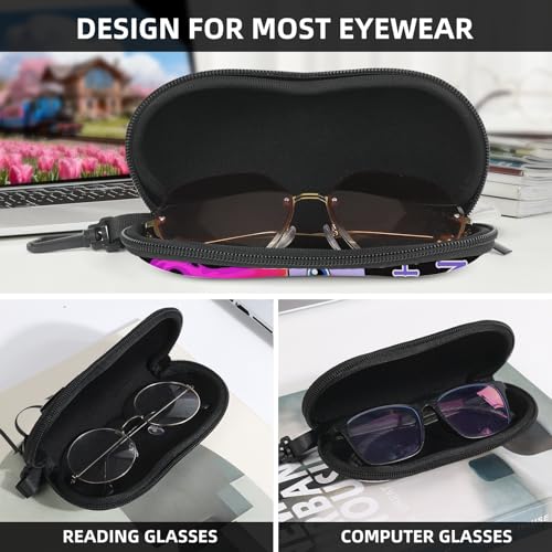 Image of Sunglasses Soft Case, Cute Ultra Light Portable Neoprene Zipper Eyeglass Glasses Case with Belt Clip for Men Women