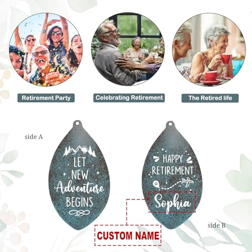 Image of ASTARIN Personalized Happy Retirement Gifts, Custom Name Retirement Wind Chimes for Women Men, 35 inch Large Deep Tone Wind Chime Retire Gifts for Husband Friends Parents