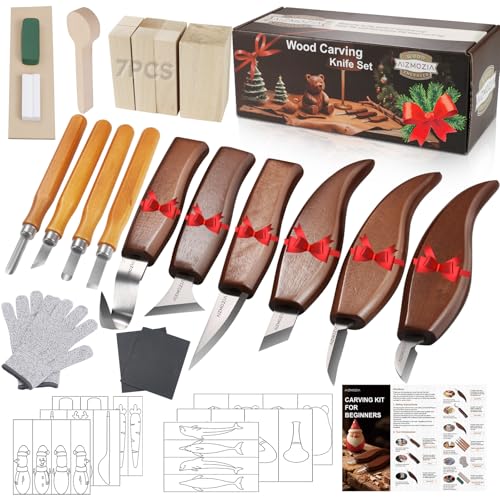 AIZMOZIA Wood Carving Kit for Beginners – 25pcs Whittling Knife