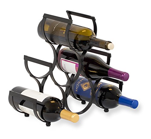 BIRDROCK HOME Wine Rack - Pyramid Wine Stand Holder - 6 Bottles