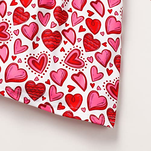 Baby Girls Dress Red Birthday Ruffled Cap Sleeve Heart Print Dresses Toddler Sundress Summer Valentine's Day Outfit 4-5 Years #TOP6