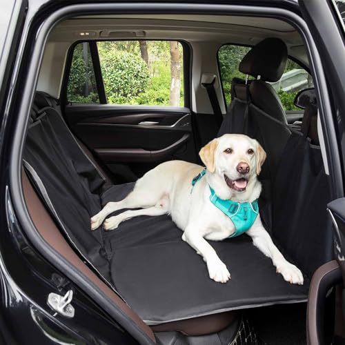BORKIN Back Seat Extender for Dogs, Hard Bottom Dog Car Seat Cover with AC mesh Vent, Waterproof Dog Backseat Cover for Car, Foldable Dog Hammock for Car Travel BORKIN Back Seat Extender for Dogs, Hard Bottom Dog Car Seat Cover with AC mesh Vent, Waterproof Dog Backseat Cover for Car, Foldable Dog Hammock for Car Travel