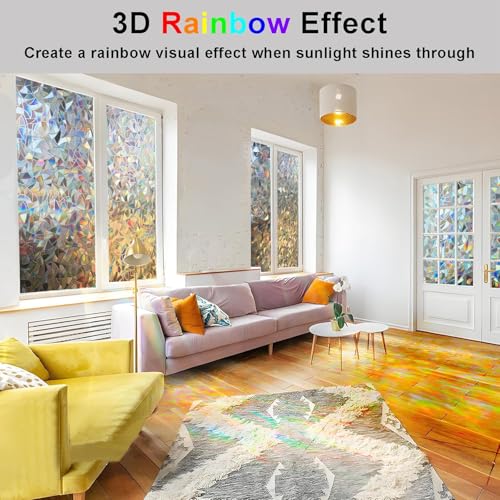 ZHMRROAD Window Privacy Film Stained Glass Rainbow 17.5 x 78.7 inches - image 2