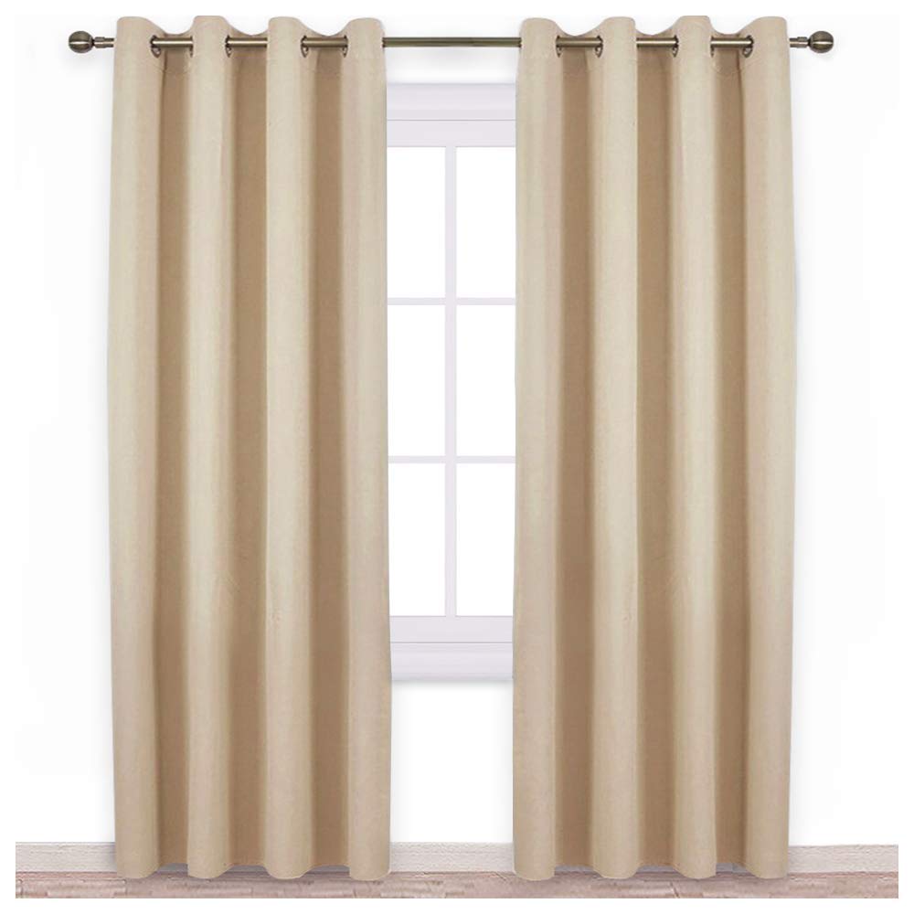 Kosovo Premium Silk Blackout Curtain Pack of 2 Piece with 3 Layers Weaving Technology & Solid Grommet Pattern/Thermal Insulated Draperies Energy Saving (Width- 48inch X 108inch -Length) Cream