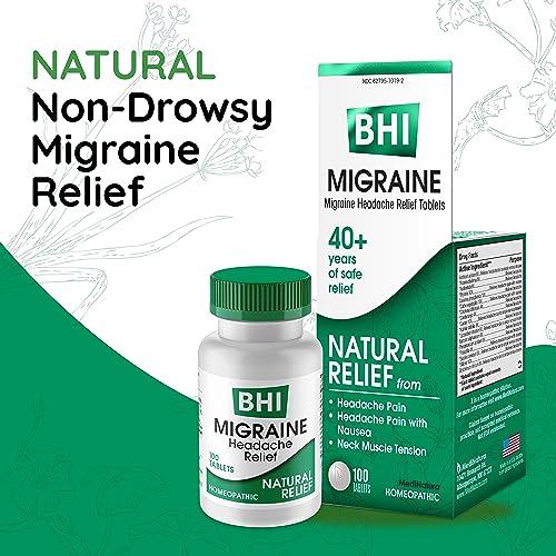 Medinatura 1001477 Bhi Migraine Natural Headache & Migraine Relief 17 Powerful Multi-Symptom Homeopathic Active Ingredients - Non-Drowsy Remedy Helps Relieve Pain, Tension & Throbbing In Head, Eyes & Neck - 100 Tablets thumb #6