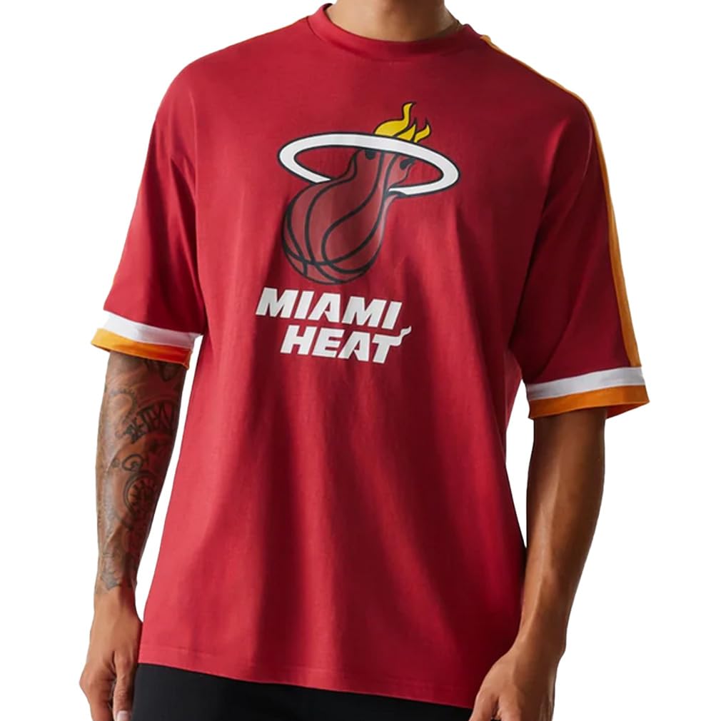New Era Unisex Red Nba Miami Panel Oversized T-Shirt Heat Xxl