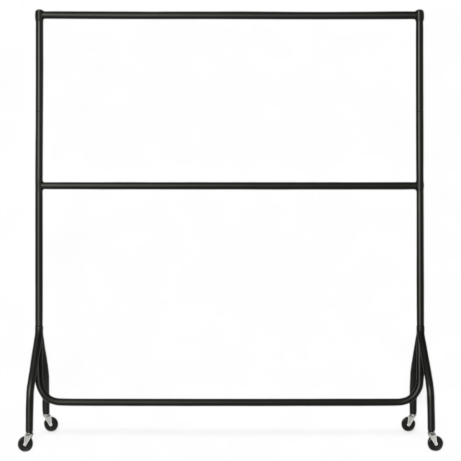 Shoplines Supplies Black 6Ft Wide X 5Ft High With Centre Bar Heavy-Duty Clothes Rail Industrial Grade Steel Garment Rack With Wheels Easy Assembly, Portable Storage Or Display Stand