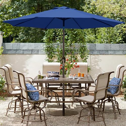 Blissun 9\' Outdoor Patio Umbrella, Outdoor Table Umbrella, Yard Umbrella, Market Umbrella with 8 Sturdy Ribs, Push Button Tilt and Crank (Navy Blue)