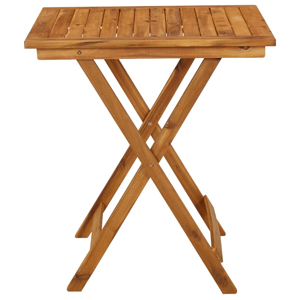 Set da bistrot pieghevole, in legno di acacia massiccio, tavolo e sedie per giardino, patio, cortile, sala da pranzo all'aperto, set di mobili da 3 pezzi