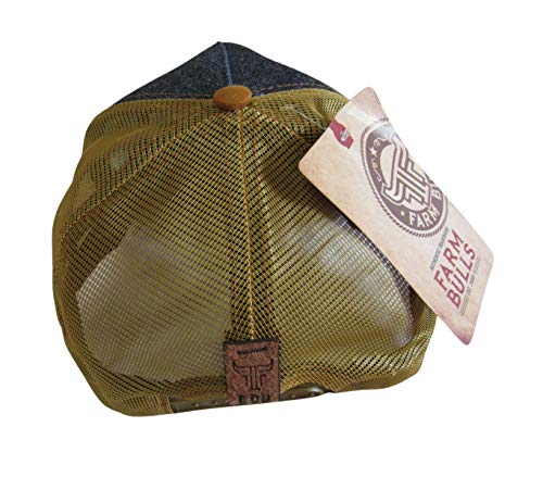 Boné Farm Bulls Individual De Aba Curva Azul Com Caramelo Fechamento Em Snapback E Telinha Original