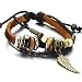 Angel Wing Multi-strand Brown Leather Bracelet for Men Women Tribal Leather Wristband Wrap Bracelet