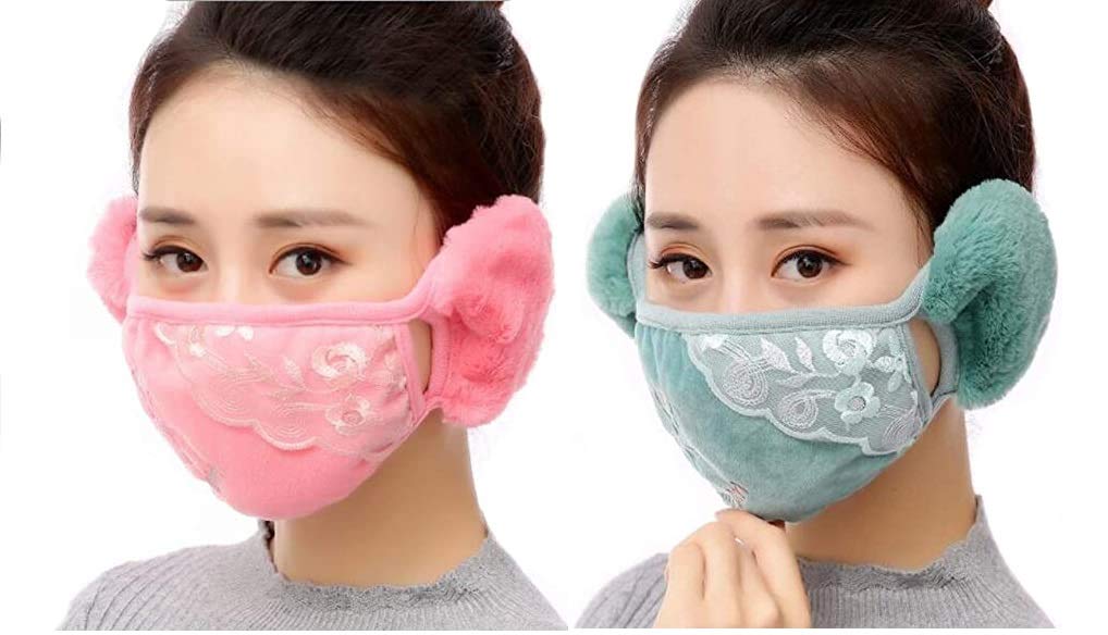 Warm Mask, Winter Mouth Muffle/Earmuffs/Unisex Winter Mouth Muffle/Earmuffs/Ear Winter Mask/Mask For Women_Pack Of 02-image-2