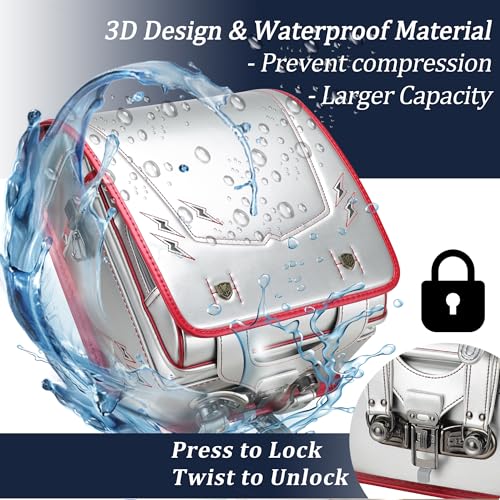 IwaiLoft Ransel Randoseru Backpack with Automatic Satchel for Boys, Japanese School Bag Embroidery PU Bookbag for Men Male (Lightning Silver)3