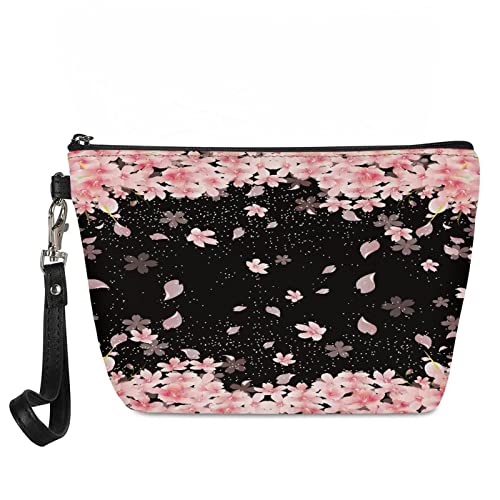 Horeset Cherry Blossom Print Makeup Bag,Fashion Travel Waterproof Cosmetic Pouch Toiletry Bag Accessories Organizer