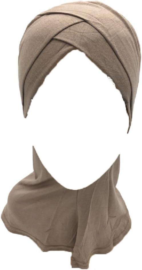 Double Crossover Pure Color Cotton Muslim Arab Hijab Cap Women Scarf