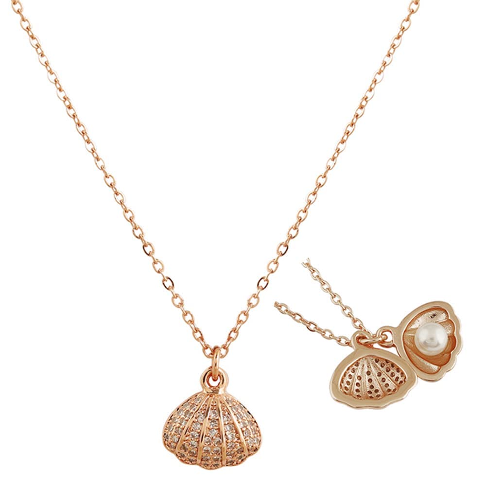 Blessaro Sea Shell Locket Artificial Pearl Mermaid Valentine Stylish Necklace for Girls with Little Shell Locket Seashell Pendant for Ladies Women (B09MBN67TK) Amazon Price History, Amazon Price Tracker