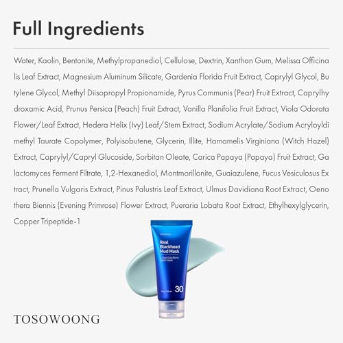 Image of TOSOWOONG Real Blackhead Mud Mask for Pore Care, Oil Control, Cooling