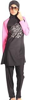 Traje de baño musulmán Modesto señora cubierta completa islámico traje de baño deportes Hijab UV UPF 50+ Burkini Burqini, color Manga rosa., tamaño XX-Large