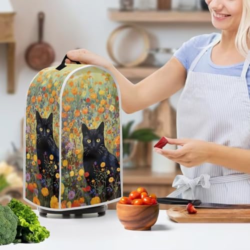 Image of Talayituse Cat Flower Print Blender Cover Kitchen Appliance Covers Stand Mixer or Coffee Juice Machine Blender Dust Cover and Fingerprint Protection