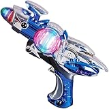Rhode Island Novelty Super Spinning Laser Space Gun with LED Light and Sound (Colors May Vary)