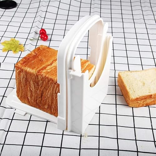 Opatiny Cortador de tostadas portátil con diseño ajustable, accesorio de cocina, soporte para pan de ABS blanco