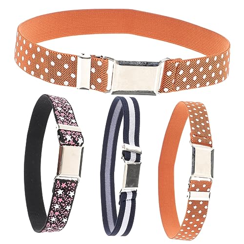 NOLITOY 4 pcs Elastic Waist Belts Stretchy Belts for Boys with Buckle Comfortable Thin Waistband for Jeans Dress Skirt School Casual Wear