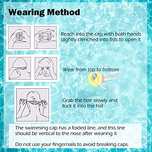 Zwemmuts, Unisex Badmuts van Silicone, Set van 2-One met Neusclip, 100% Siliconen - Antislip - Hypoallergene - Ripstop, Zwemmenmuts voor Vrouwen, Mannen, Meisjes Jongens & Tieners met Lang Krullenhaar - Image 8
