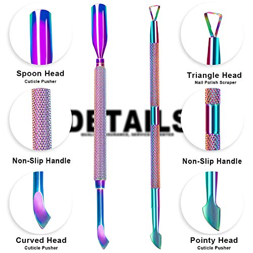 image for GA&EN 2PCS Metal Chameleon Cuticle Pusher and Cutter Remover Salon Qua