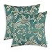 Pack of 2, CaliTime Throw Pillow Covers Cases for Couch Sofa Home Decor, Vintage Floral Leaves, 18 X 18 Inches, Teal
