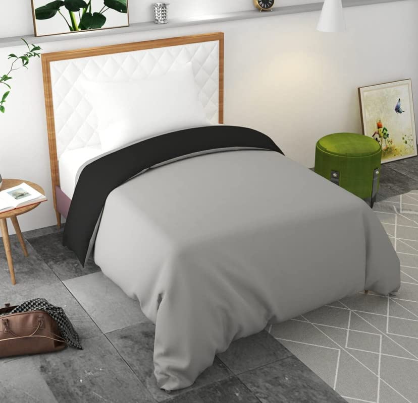 MAYSHA CREATIONS Glace Cotton Stripe Single Bed with Zipper Blanket Cover/Quilt Cover/Comforter Cover/Duvet Cover Comforter Cover (60X90) Inch (Black-Grey)-image-13