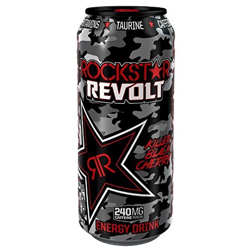 Rockstar Revolt Energy Drink - Killer Black Cherry - 16 fl.oz. (Pack of 16)