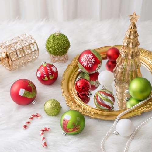 30pcs Christmas Balls Ornaments - Red and Lime Green Shatterproof Christmas Ornaments Set Glittering Hanging Xmas Tree Decorations for Home Indoor Holiday Party Decor - image 7